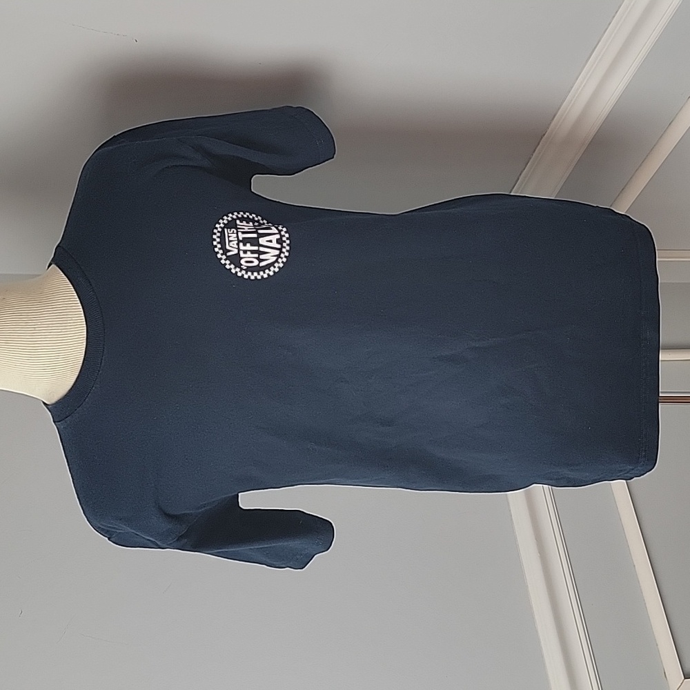 VANS Navy Blue White Graphic Skate Punk Classic Short Sleeve Casual T-Shirt S